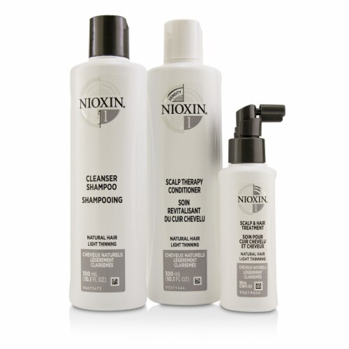 Nioxin System 1 Kit 10.1oz Cleanser Shampoo, 10.1 oz Scalp Therapy Conditioner, 1Liter Scalp Perspective: back