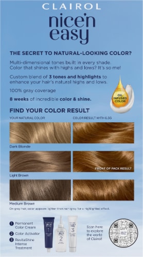 Clairol Nice'n Easy 6.5G Lightest Golden Brown Permanent Hair Color Perspective: back