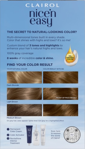 Clairol Nice'n Easy Permanent Hair Color Natural Looking 6G Light Golden Brown Perspective: back