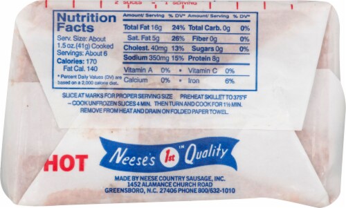 Neese's Hot Country Sausage Perspective: back