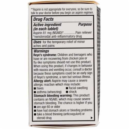 GoodSense Aspirin Pain Reliever Chewable Tablets, Orange, 81 mg, 36 Ct Perspective: back