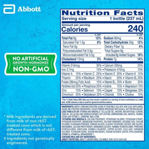 PediaSure® Grow & Gain® Chocolate Kids’ Nutritional Shake Bottles Perspective: back