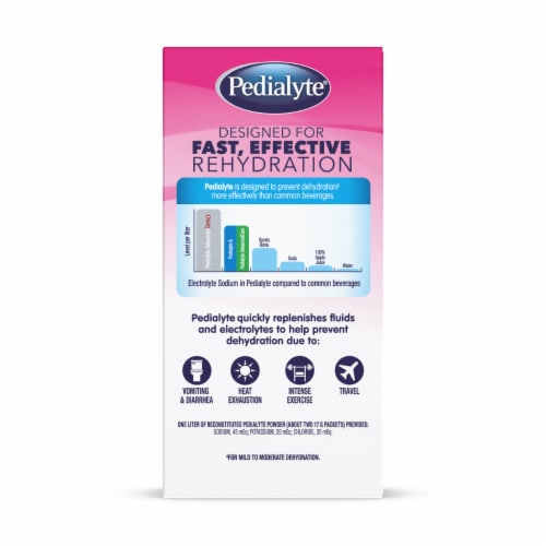 Pedialyte® Strawberry Lemonade Electrolyte Solution Powder Packs Perspective: back