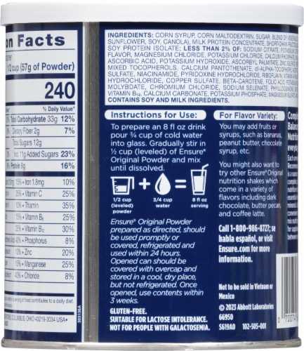 Ensure® Original Vanilla Nutrition Powder Perspective: back