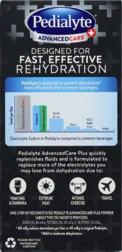 Pedialyte AdvancedCare® Plus Berry Frost Electrolyte Powder Packets Perspective: back