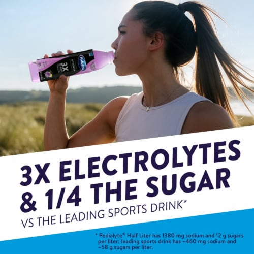 Pedialyte® Fast Hydration Grape Electrolytes Solution Bottle Perspective: back