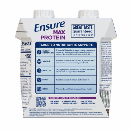 Ensure® Milk Chocolate Max Protein Nutrition Shake with Caffeine Perspective: back