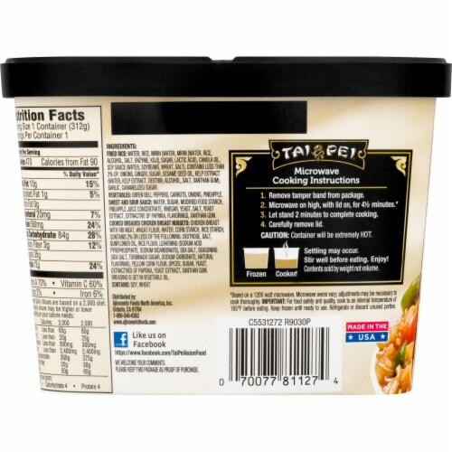 Tai Pei Sweet & Sour Chicken Frozen Meal Perspective: back
