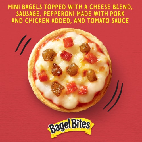 Bagel Bites Cheese Sausage & Pepperoni Mini Pizza Bagel Frozen Snacks Perspective: back