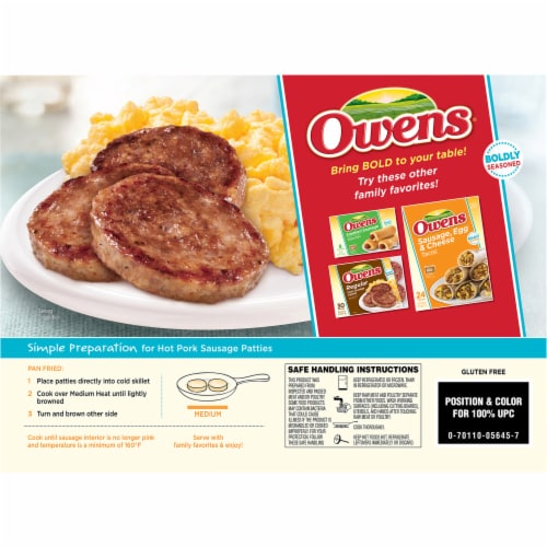 Owens Hot Pork Sausage Patties Perspective: back