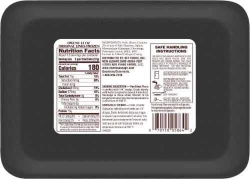 Owens® Original Pork Sausage Links Perspective: back