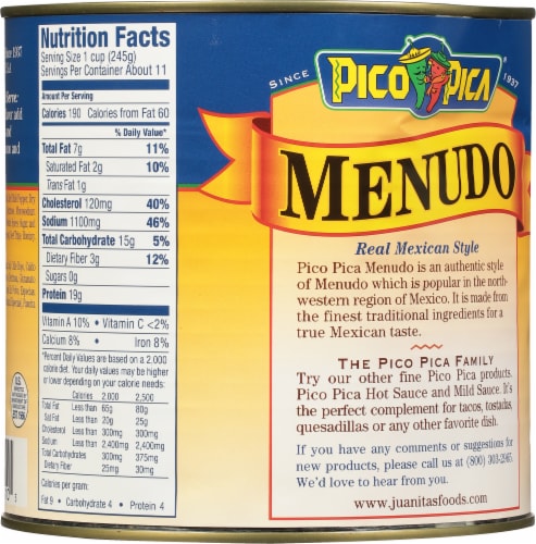 Juanita's Pico Pica Menudo Perspective: back