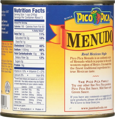 Juanita's Pico Pica Menudo Perspective: back