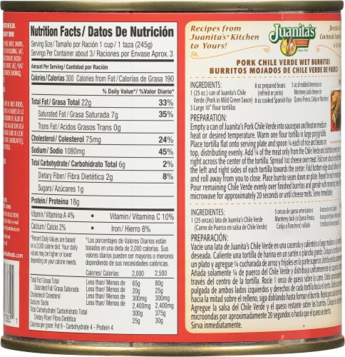 Juanita's® Pork Chile Verde Sauce Perspective: back