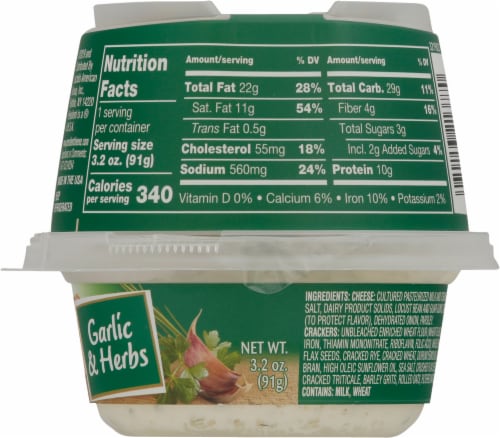 President Rondele® Garlic & Herbs Spreadable Cheese with Crackers Perspective: back