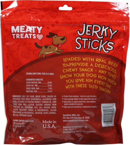 Meaty Treats Beef & Pepperoni Flavor Jerky Sticks Perspective: back
