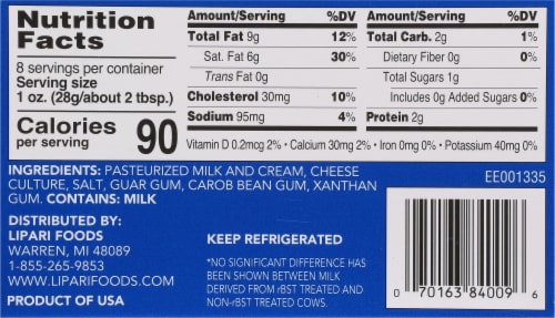 Dairy Fresh Pasteurized Cream Cheese Perspective: back
