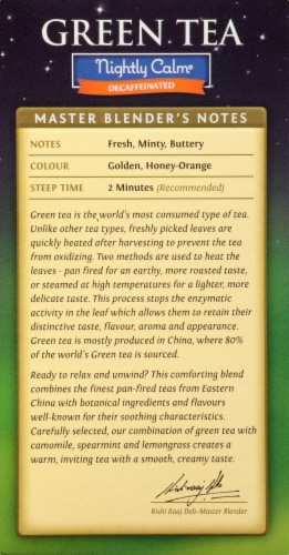 Twinings of London Nightly Calm Decaffeinated Green Tea Bags Perspective: back