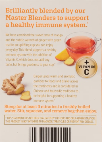 Twinings® of London Immune Support+ Ginger & Mango Flavored Green Tea Perspective: back