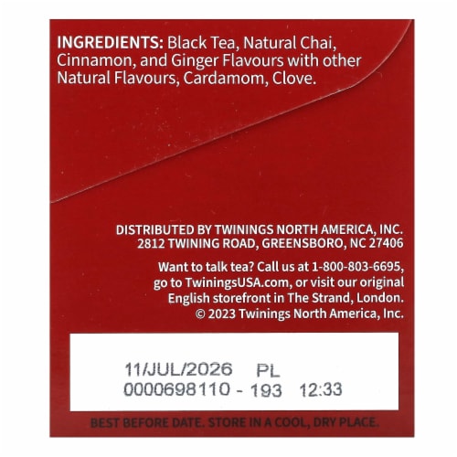 Twinings Of London® Ultra Spice Chai Black Tea Bags Perspective: back