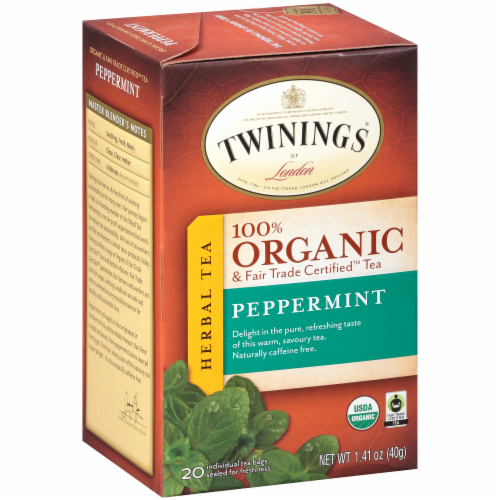 Twinings Of London Organic Peppermint Herbal Tea Bags Perspective: back
