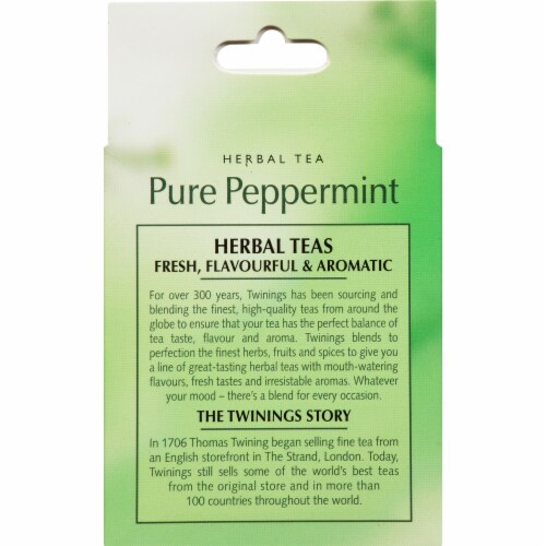 Twinings of London Pure Peppermint Herbal Tea Bags Perspective: back