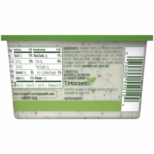 Marzetti Organic Ranch Veggie Dip Perspective: back