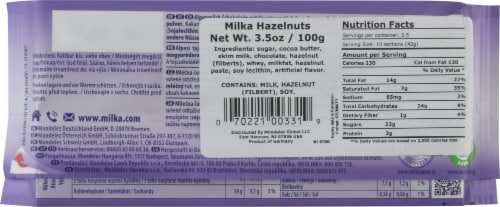 Milka Hazelnut Chocolate Bar Perspective: back
