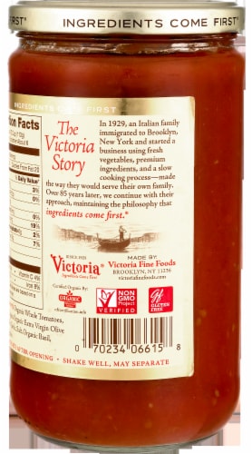 Victoria Organic Pomodoro Marinara Sauce Perspective: back