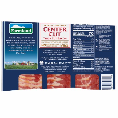 Farmland Hickory Smoked 30% Less Fat Center Cut Bacon Perspective: back