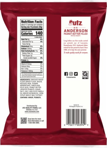 Utz® HK Anderson Peanut Butter Filled Pretzel Nuggets Perspective: back