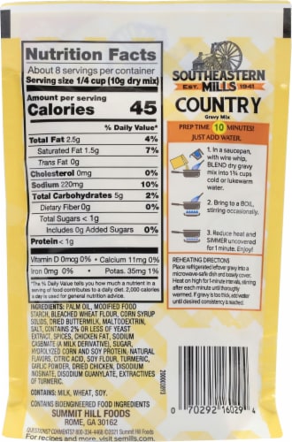 Southeastern Mills Country Gravy Mix Perspective: back