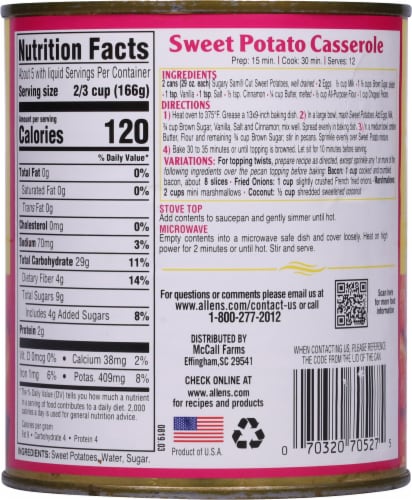 Sugary Sam® Golden Cut Sweet Potato Yams Perspective: back