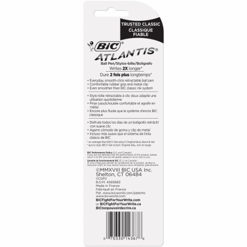 BIC® Atlantis Black Medium Point Ball Pens Perspective: back