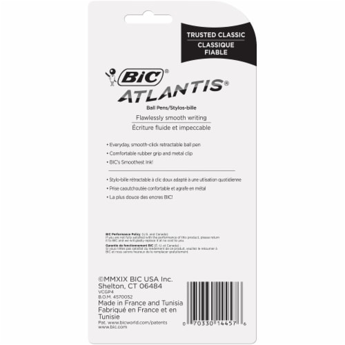 BIC Atlantis Medium Point Retractable Pens - 4 Pack Perspective: back