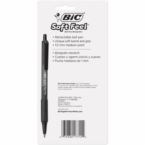 BIC® Soft Feel® Medium Ball Pens - Black Perspective: back