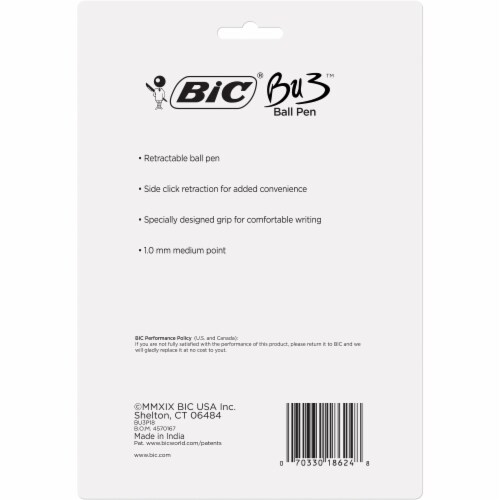 BIC BU3 Comfortable Grip Ball Point Medium Point Pens - Assorted Perspective: back