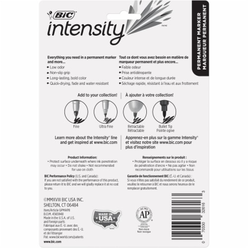 Bic Intensity Permanent Marker, Fine Bullet Tip, Assorted Metallic Colors, 8/Pack