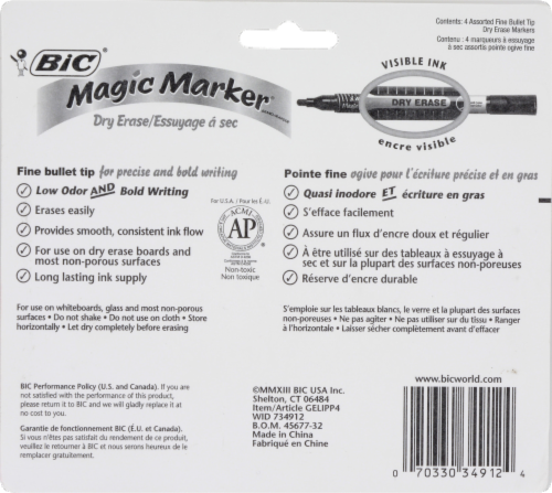 BIC Fine Point Dry Erase Magic Marker - Assorted - 4 Count Perspective: back