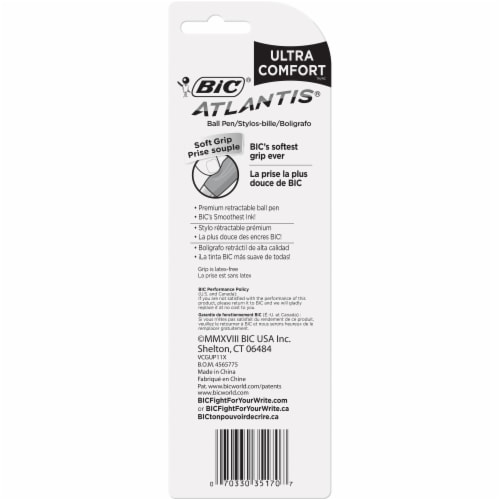 BIC® Atlantis® Ultra Comfort Ball Point Pen - Black Perspective: back