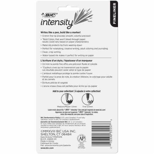 BIC® Intensity Bold Colors Fineliner Pens - Assorted Perspective: back