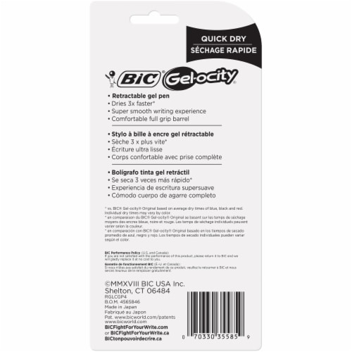 BIC® Gel-ocity™ Quick Dry Medium Gel Pens - Black Perspective: back