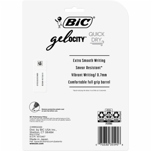 BIC® Gelocity™ Quick Dry Assorted Pens Perspective: back