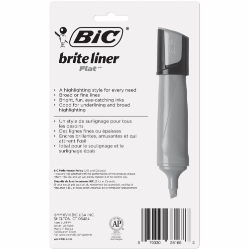 BIC Brite Liner Flat Highlighters - Assorted Perspective: back