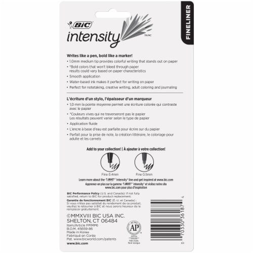 BIC Intensity Fineliner Medium Felt Tip Pens - Assorted Perspective: back