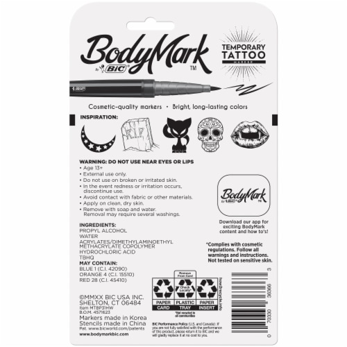 BIC BodyMark Halloween Temporary Tattoo Markers & Stencils Perspective: back