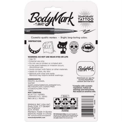 BIC BodyMark Halloween Temporary Tattoo Markers & Stencils Perspective: back