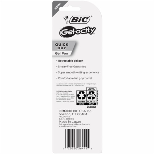 BIC Gel-ocity Quick Dry Fine Point Gel Pens - Black Perspective: back