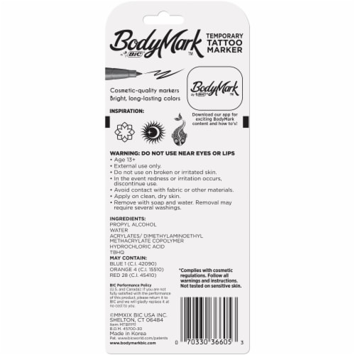 BIC® BodyMark™ Temporary Tattoo Marker - Black Perspective: back