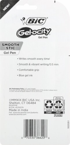 BIC® Gel-ocity® Blue Fine Smooth Stic Gel Pens Perspective: back